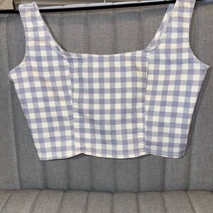 Forever 21 Blue and White Gingham Crop Top